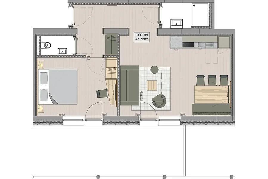One-Bedroom Apartment with Balcony and Mountain View